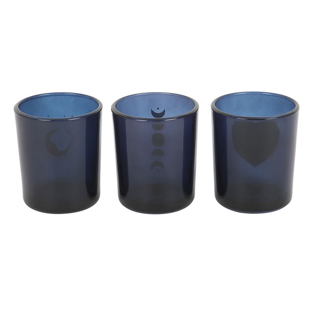 Something Different - Set of 3 Blue Moon Votive Kaarsenstandaard - Blauw